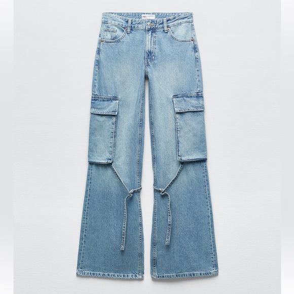 ★ZARA★ CARGO POCKET DENIM TROUSERS POCKET DENIM CARGO PANTS - Black | ZARA United States